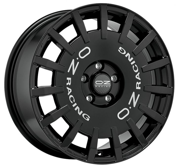 OZ RALLY RACING 8x18 5/114,3 ET 45 GLOSS BLACK + SILVER LETTERING
